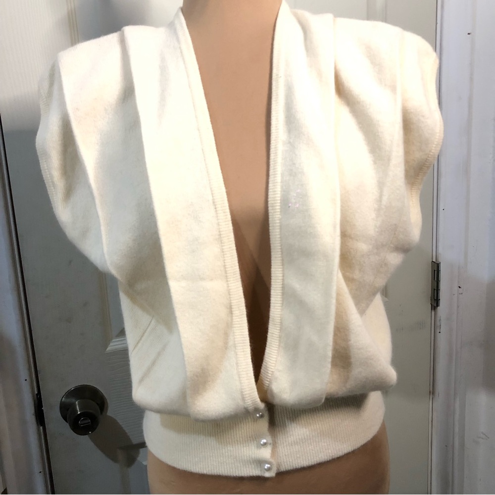 Vintage 70s 80s white wheeler & Martha light academia lambswool vest - Picture 7 of 15